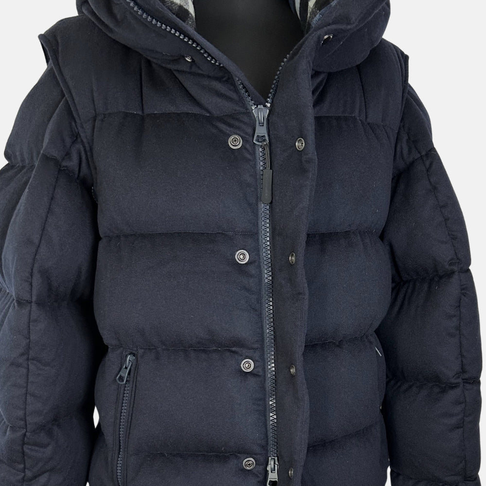 Navy Hooded Down Jacket/Vest made of Cashmere (XL)