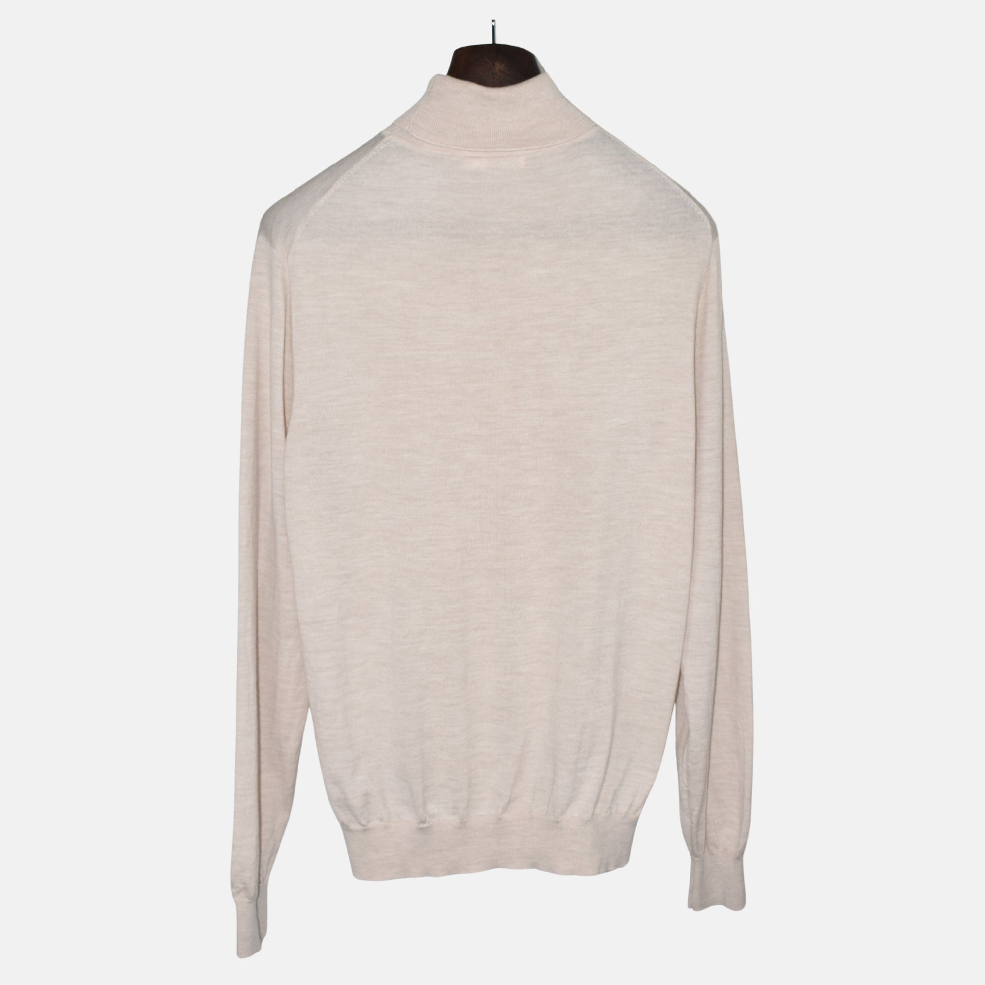 Beige Turtleneck Sweater made of Merino Wool (XL)