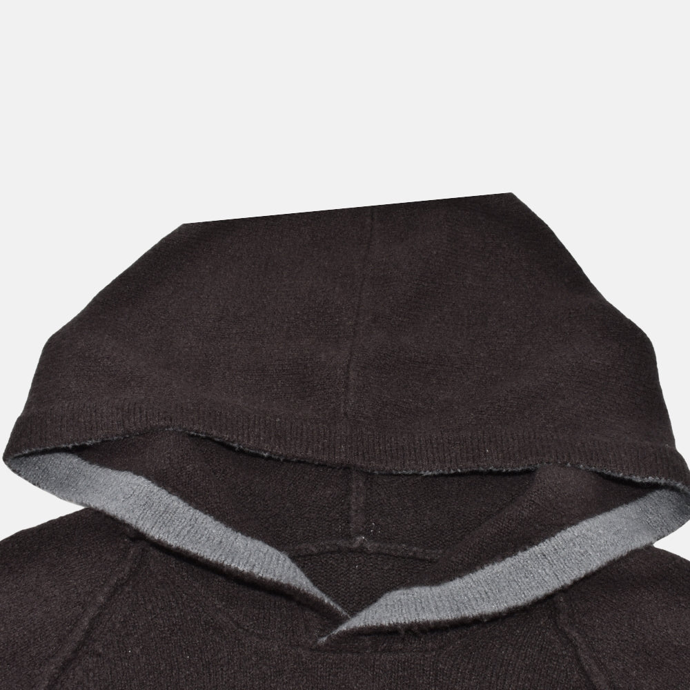 Dark Brown Hooded Sweater made of Cotton/Polyamide/Cashmere (M)