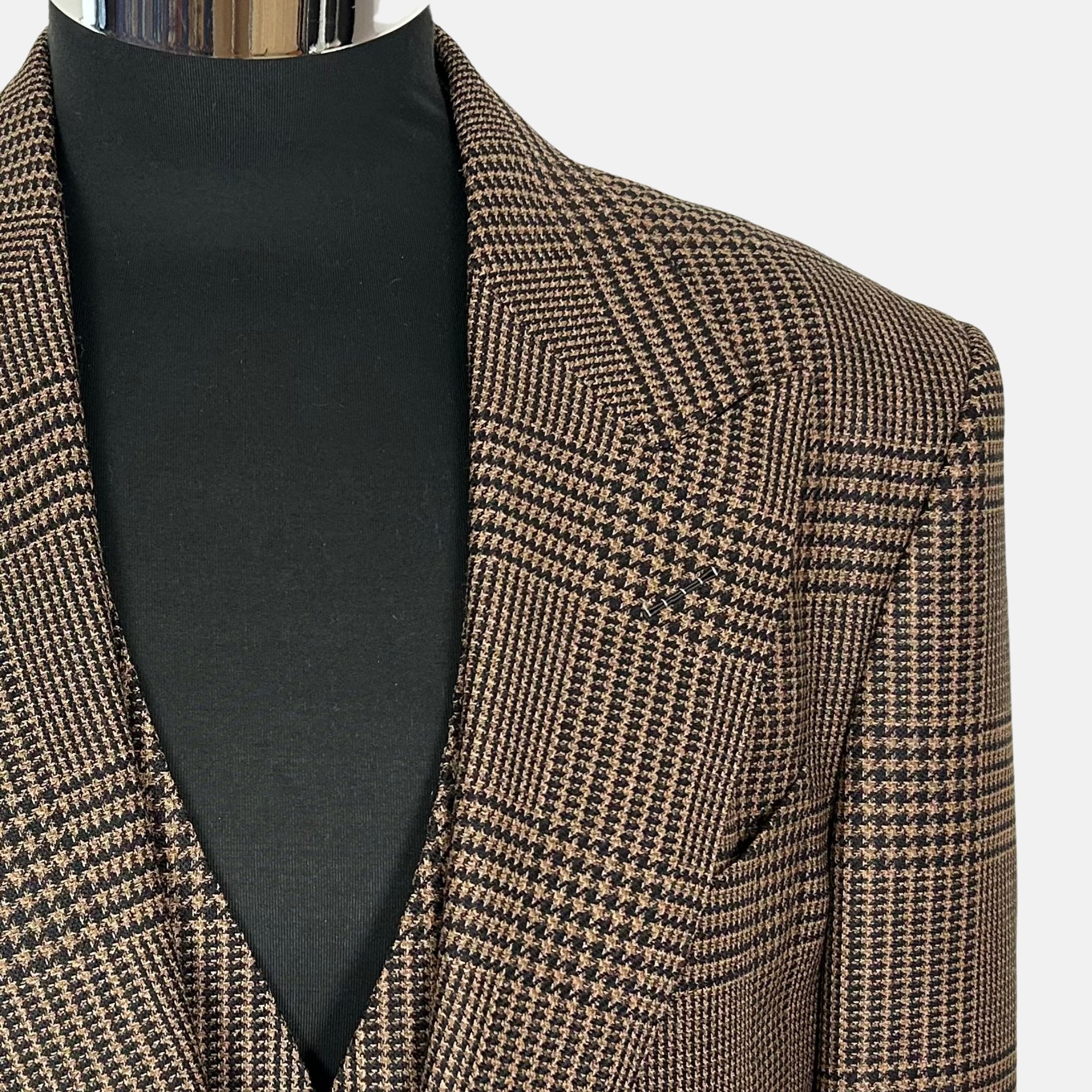 Brown Checked Suit made of Wool/Silk/Mohair (52)