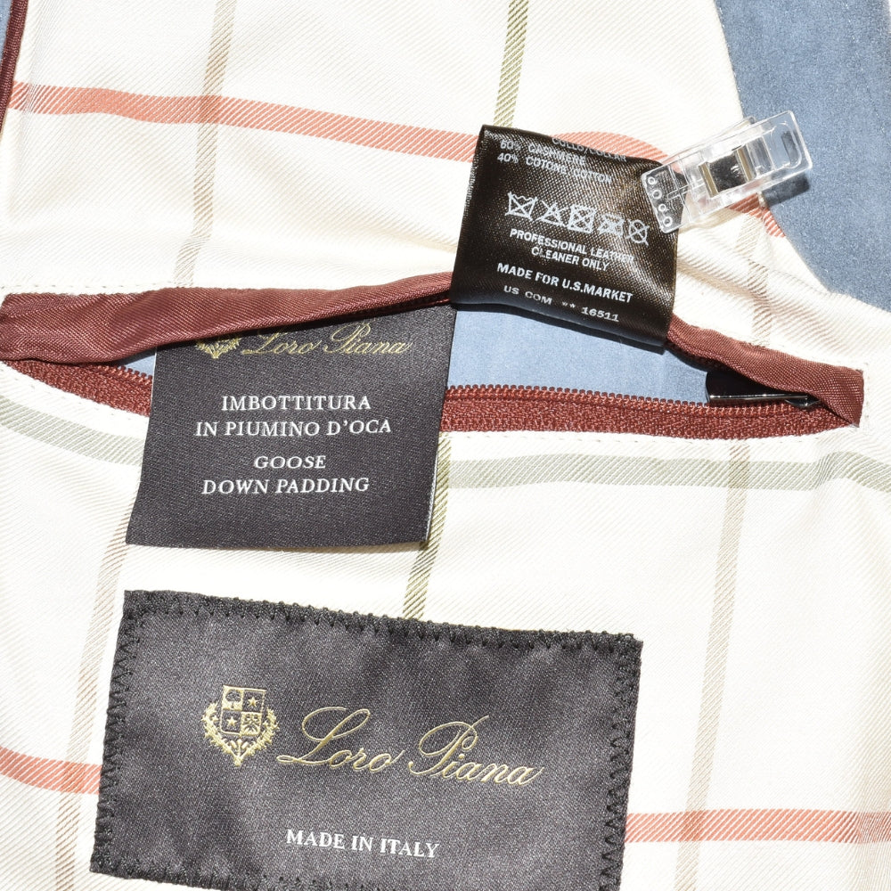 Light Blue Down Vest made of Suede (L)