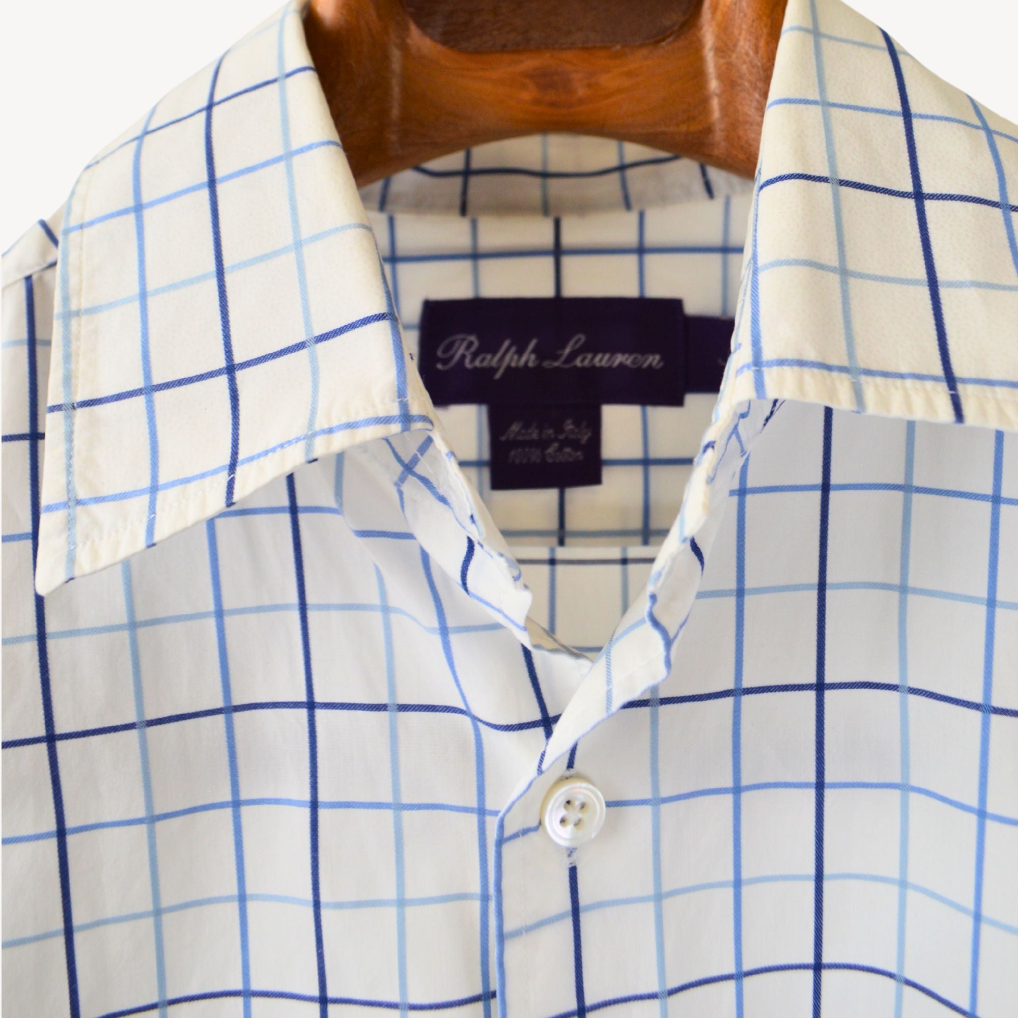 White/Blue Checked Cotton Shirt (EU 39)