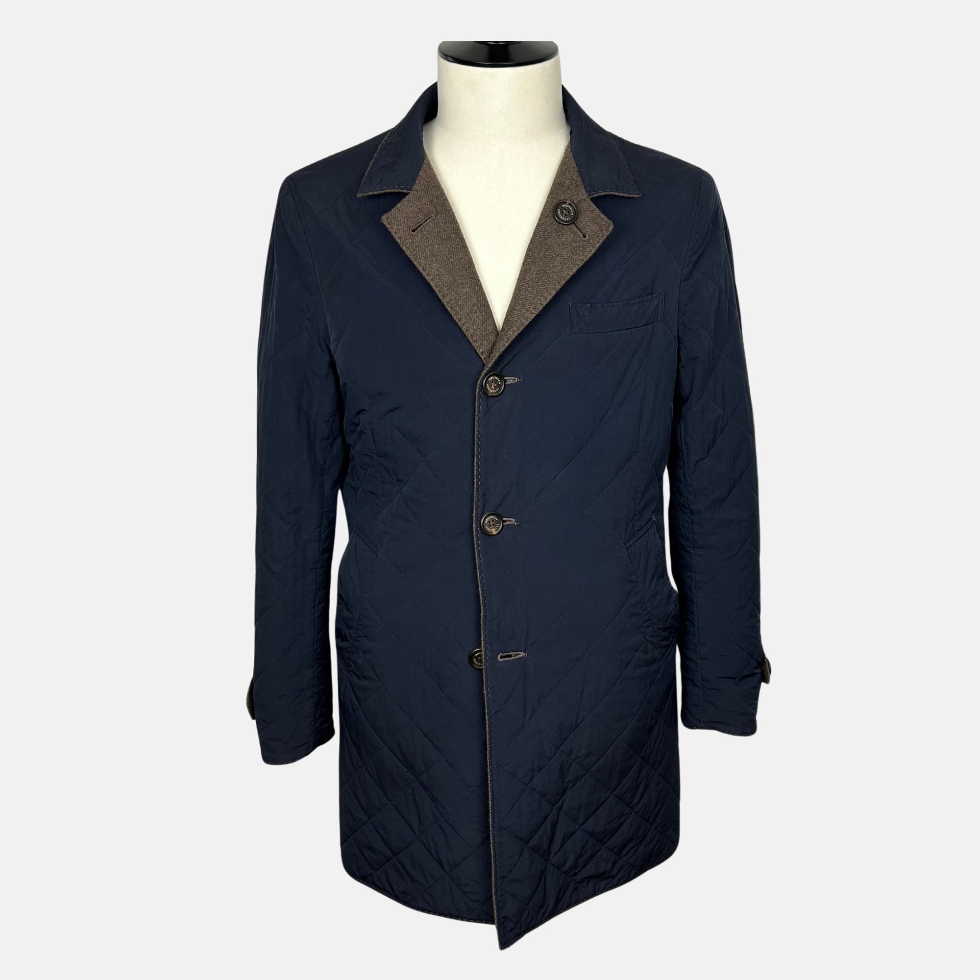 Brown/Navy Reversible Coat made of Cashmere (50)