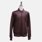 Bordeaux/Taupe Revisable Jacket made of Leather (XXL)
