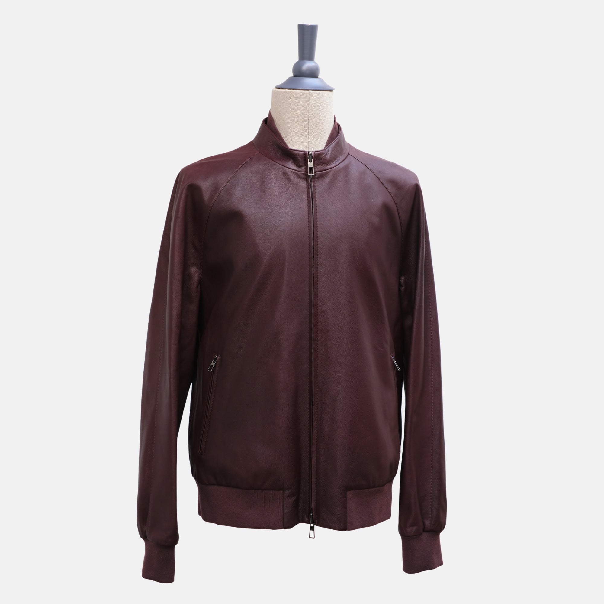 Bordeaux/Taupe Revisable Jacket made of Leather (XXL)