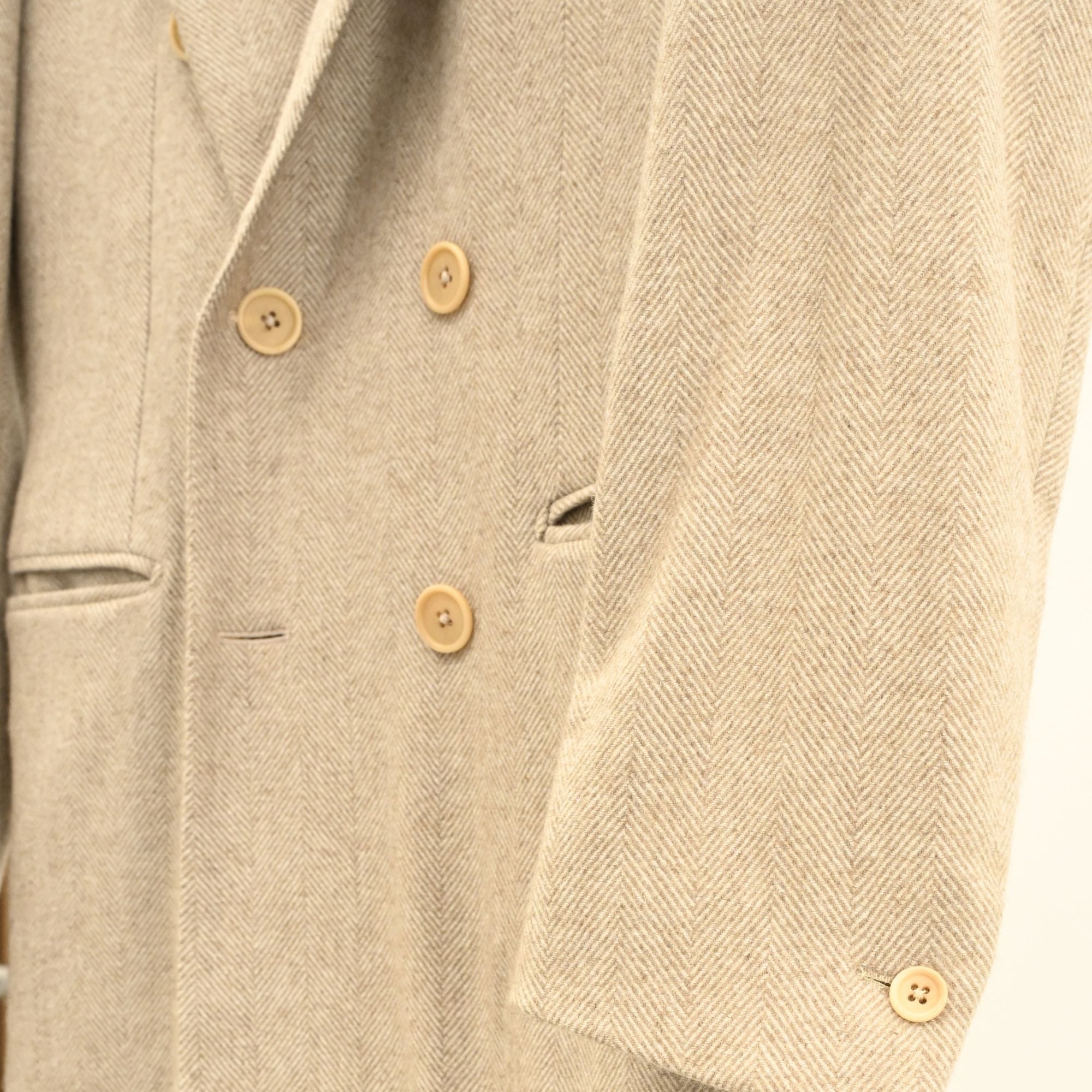 Beige Double Breasted Cashmere Coat (44)