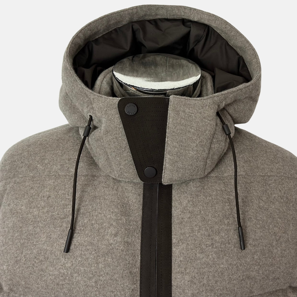 Greige Down Quilted Cashmere Jacket (EU 48)