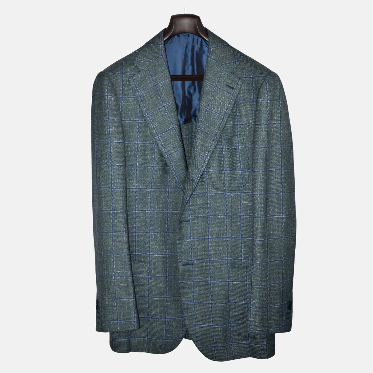 Green/Blue Checkered Blazer made of Wool (EU 52L)