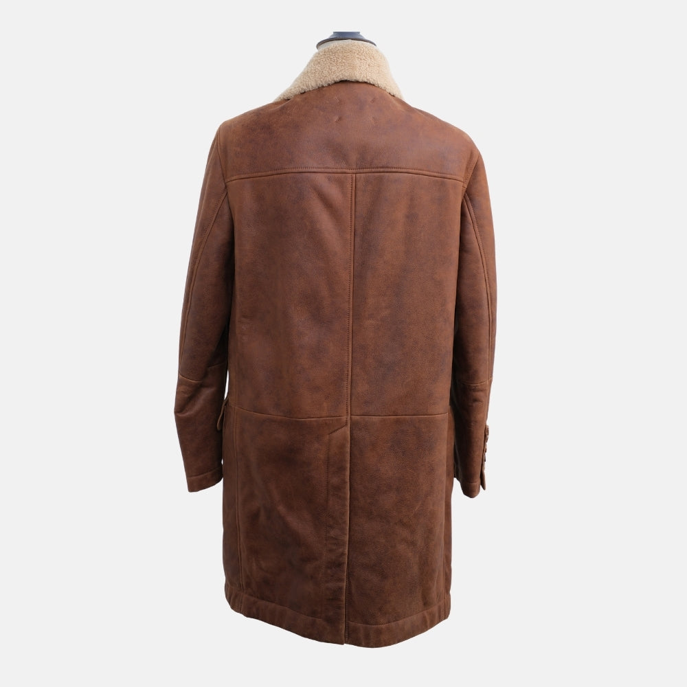Brown Double Breasted Shearling Coat (M)