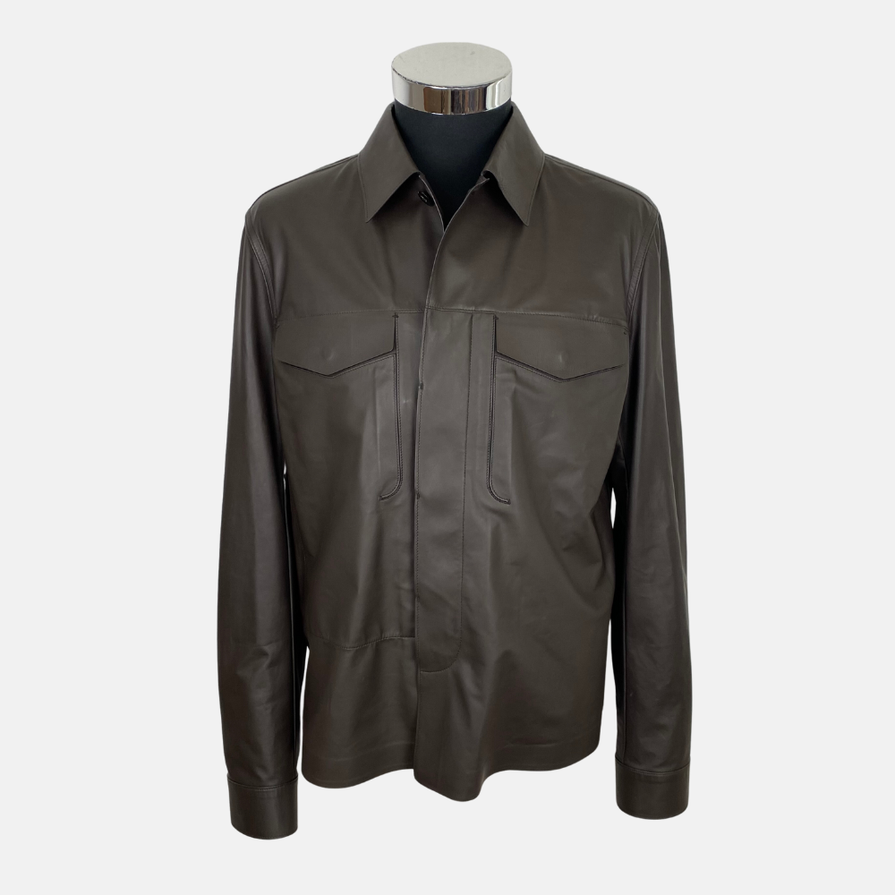 Brown Shirt Jacket made of Leather (50)