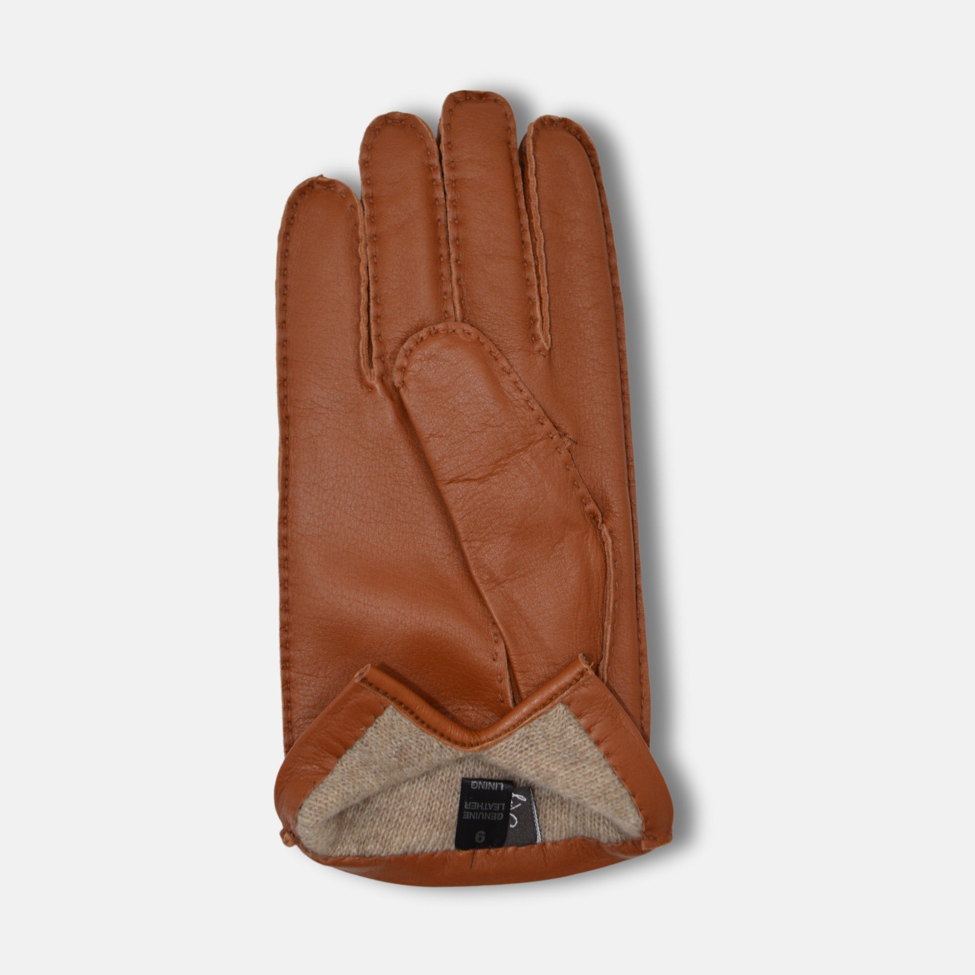 Cognac Cashmere Lined Deerskin Gloves