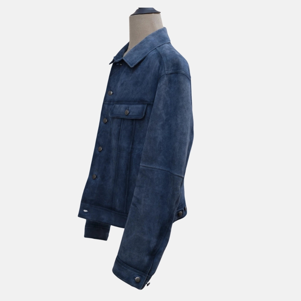 Blue Suede Trucker Jacket (XL)