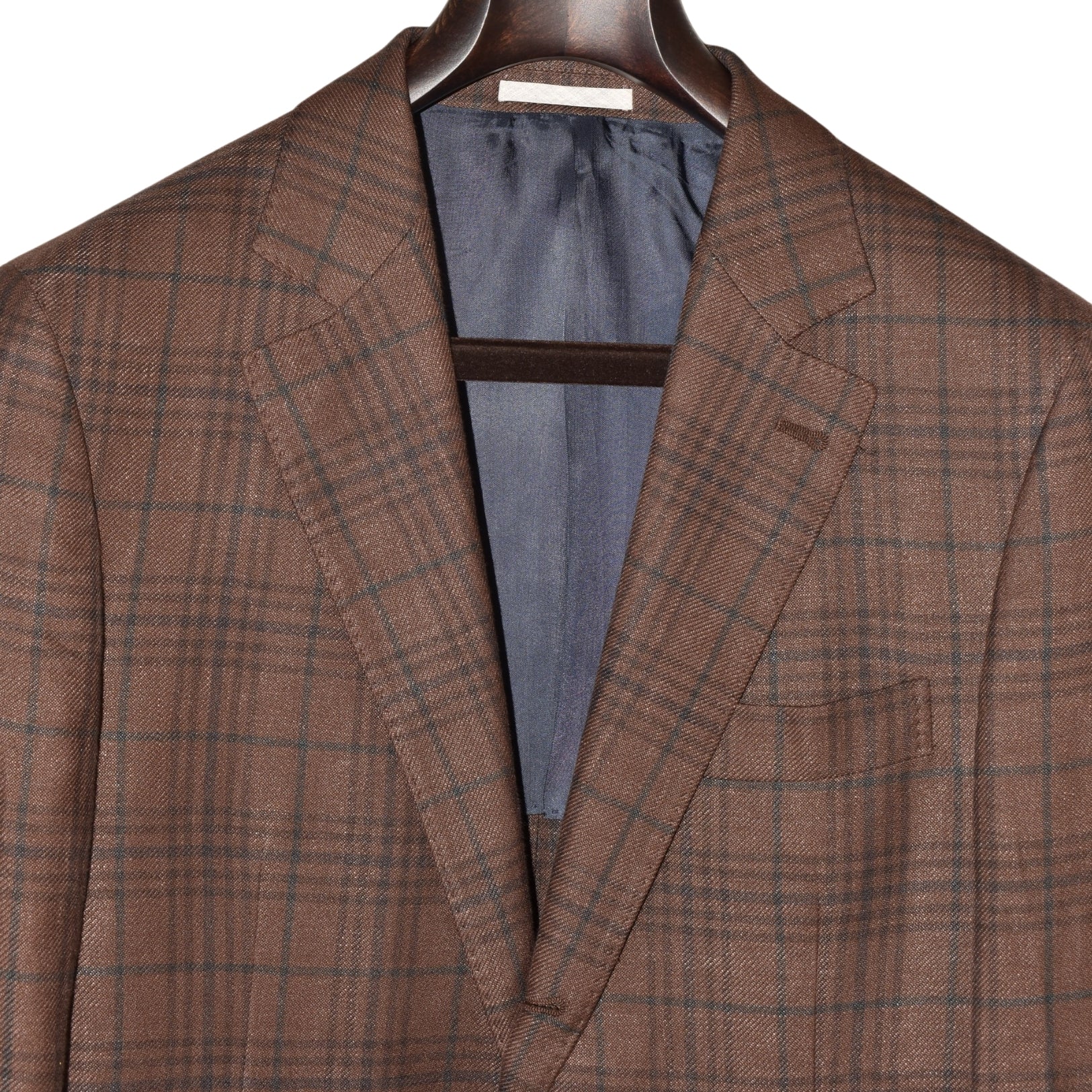 Brwon Checked Suit made of Linen/Wool/Silk (EU 46)