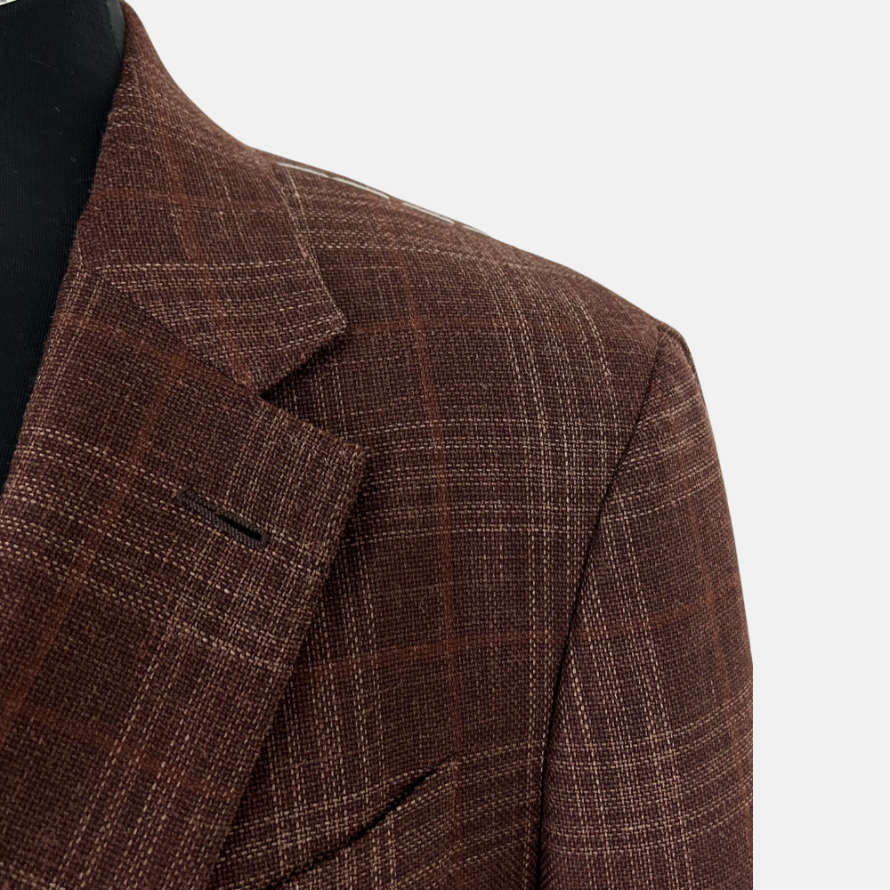 Brown Patterned Blazer made of Wool/Silk/Linen (EU 50)