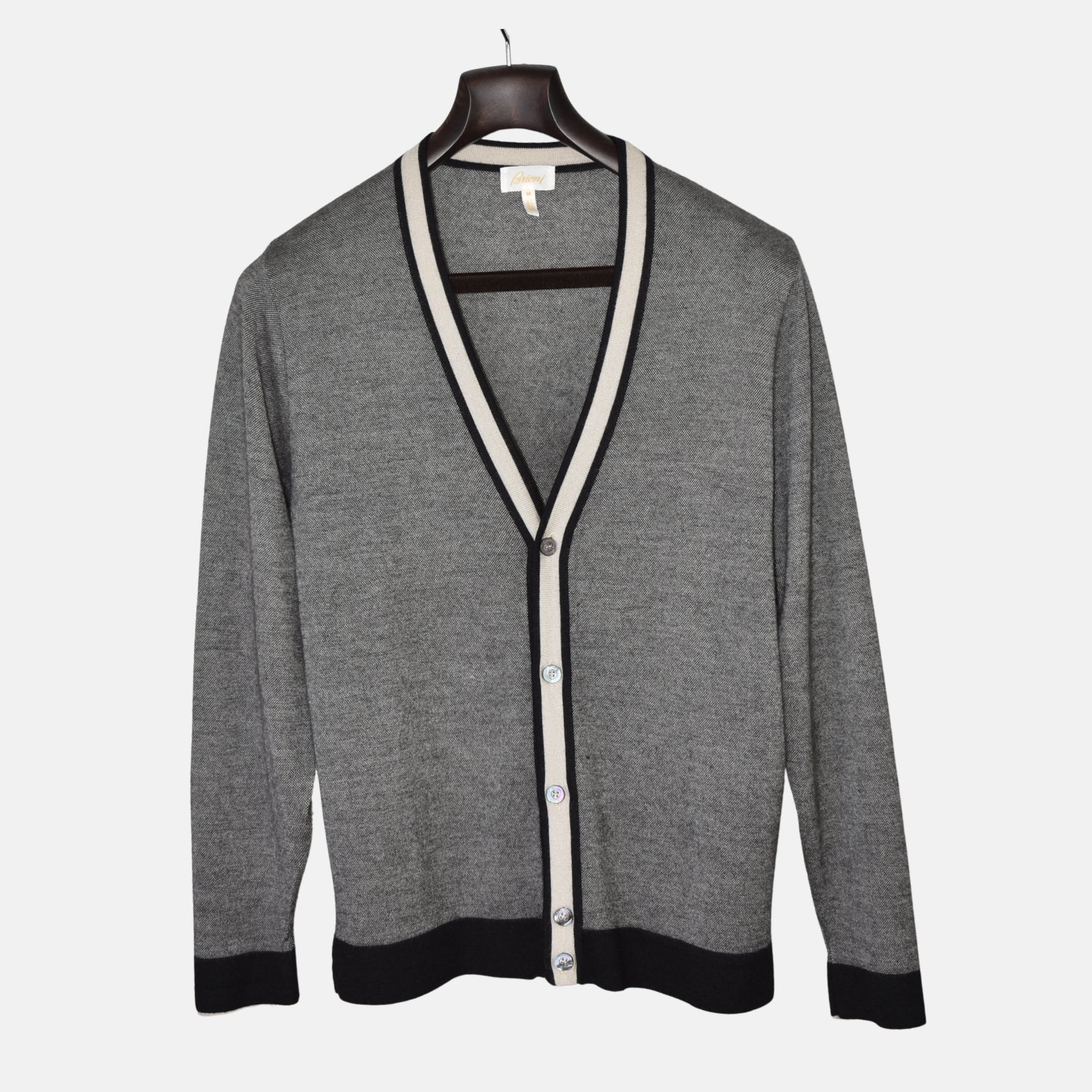 Black-Cream Patterned Cardigan made of Cashmere/Silk (M)