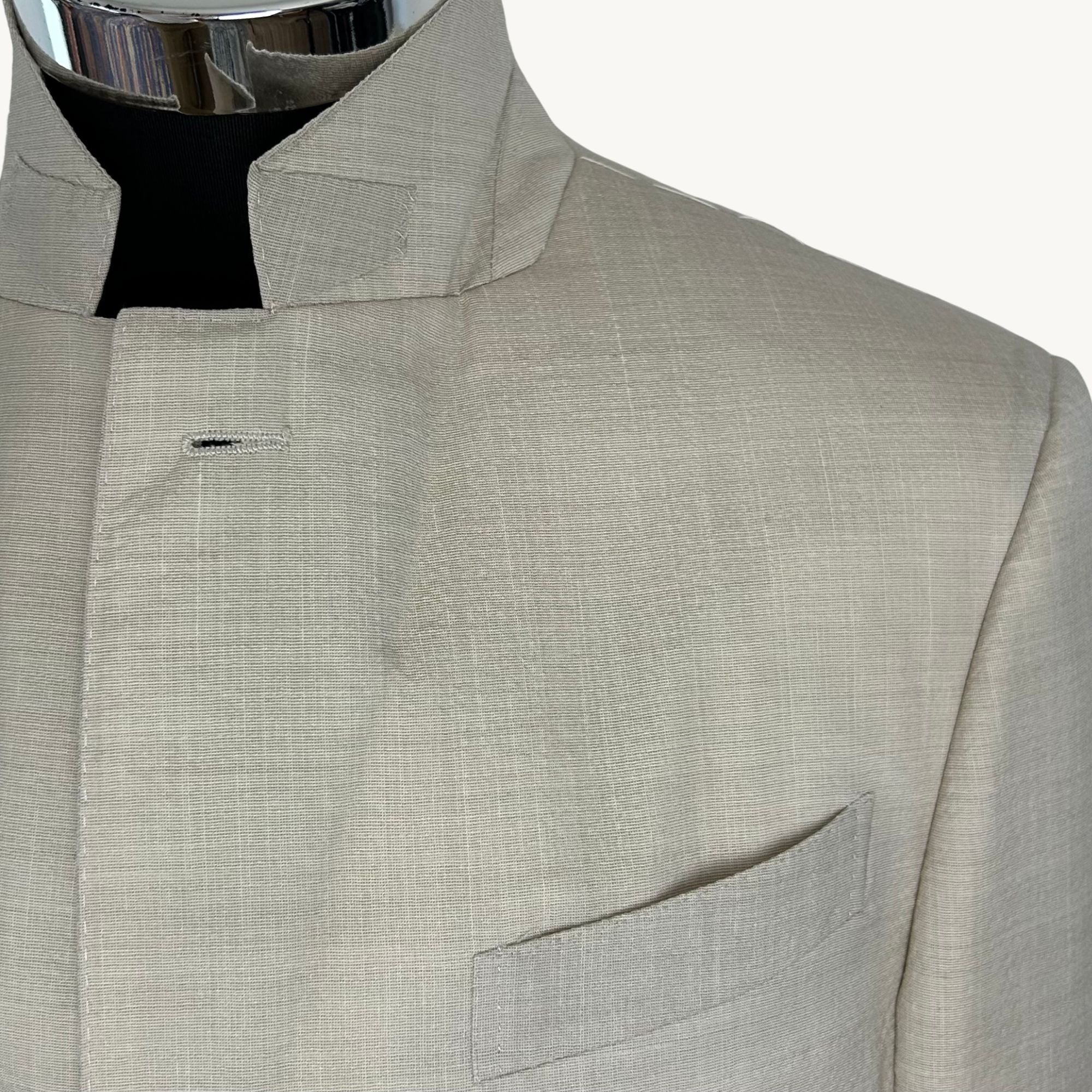 Ecru Trofeo Seersucker Suit made of Wool/Silk/Linen (48)