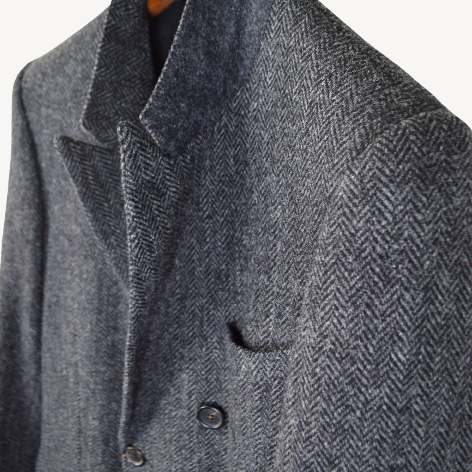 Grey Patterned Double Breasted Coat made of Wool (EU 52)