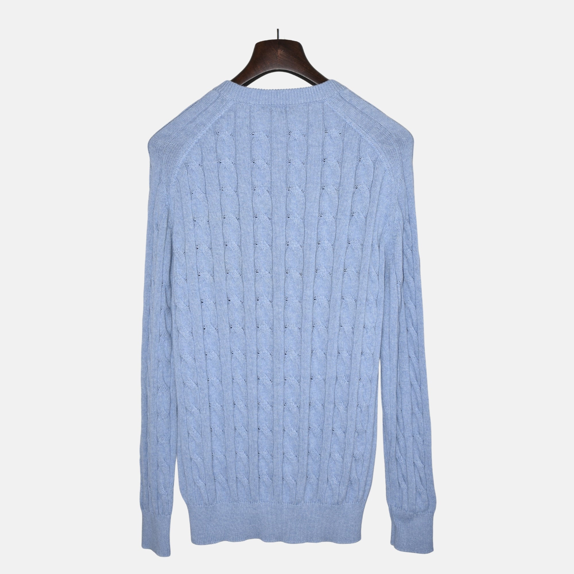 Light Blue Cable Knit Sweater made of Cotton (XXL)