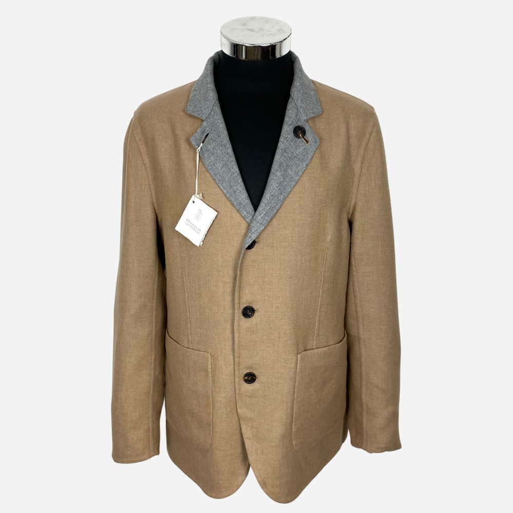 Grey/Beige Jacket made of Cashmere/Silk