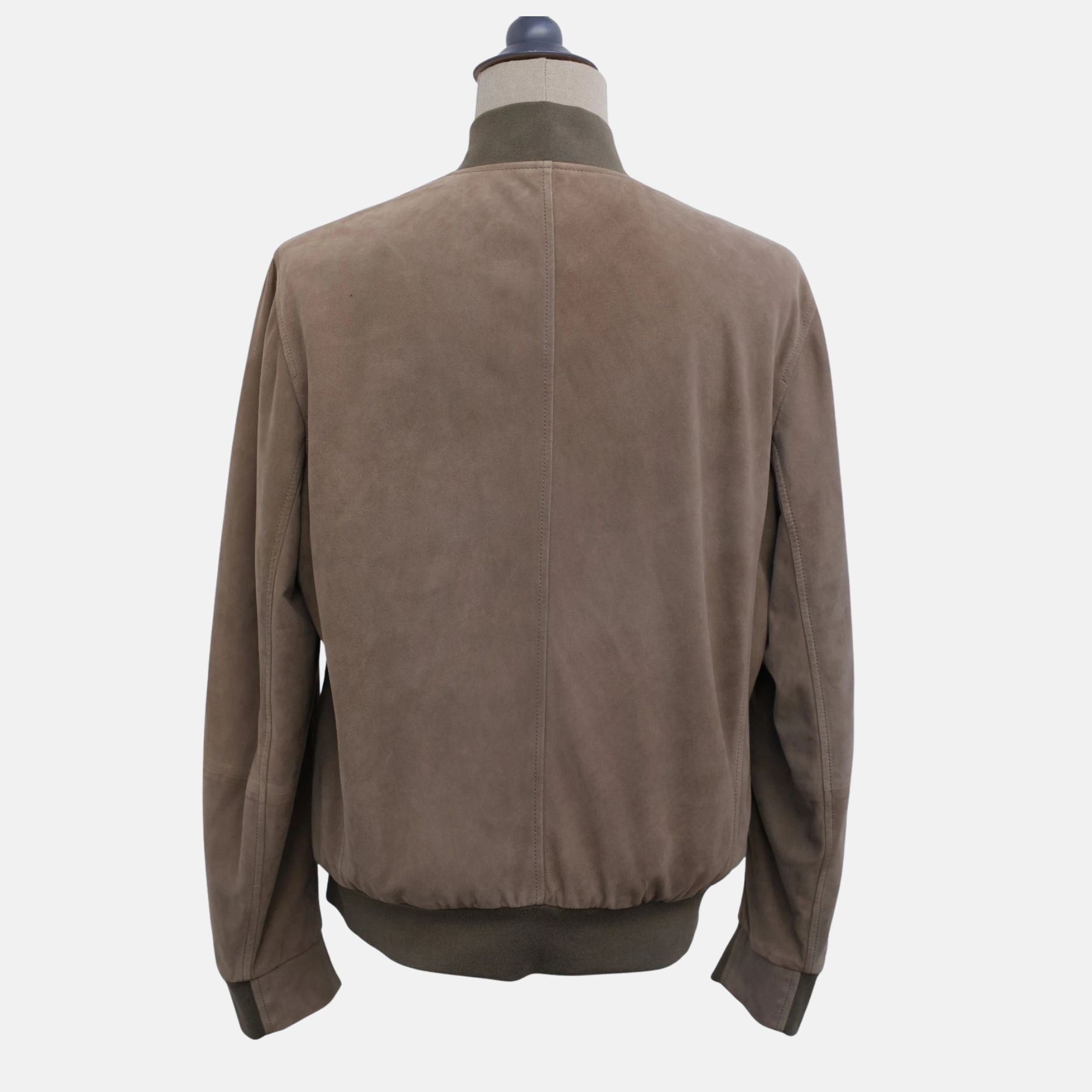 Olive Suede Bomber Jacket (M)