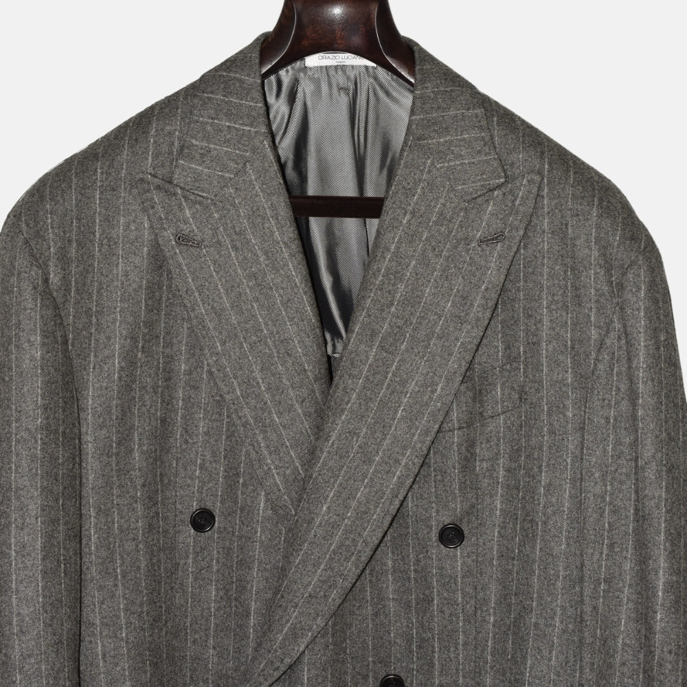 Grey Chalkstripe Double-Breasted Blazer made of Wool (EU 64)