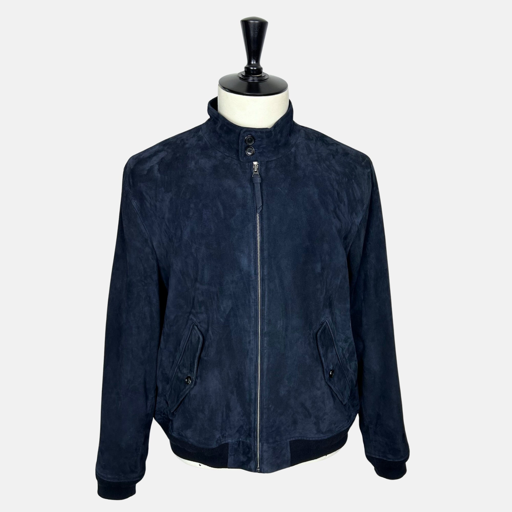 Navy Baracuda Suede Jacket made of Goat Suede Leather ( XXL)