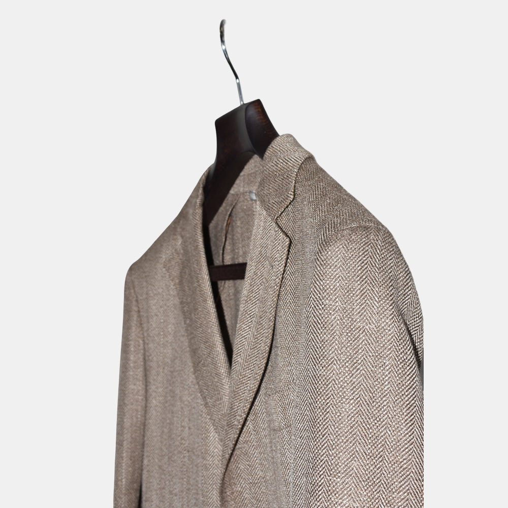 Multicoloured Herringbone Blazer made of Wool / Silk (EU 50)