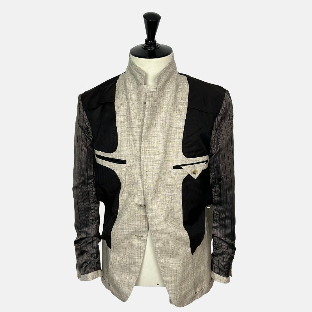 Ecru Patterned Jacket made of Cashmere/Silk/Linen (EU 48)