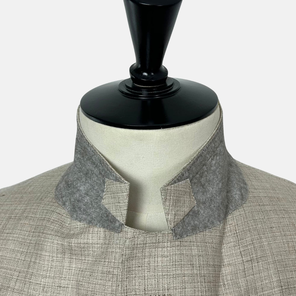 Ecru Patterned Jacket made of Cashmere/Silk/Linen (EU 48)