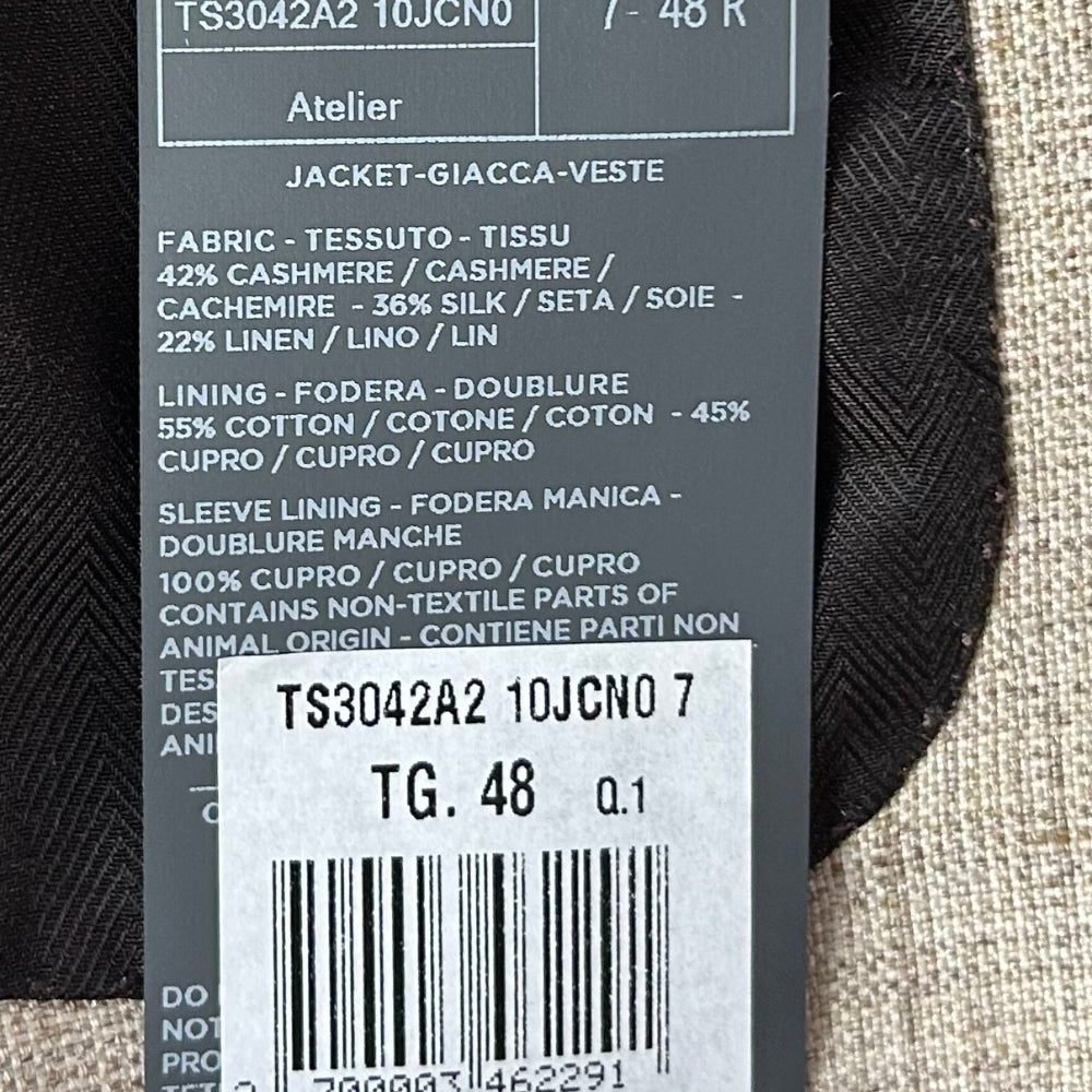 Ecru Patterned Jacket made of Cashmere/Silk/Linen (EU 48)