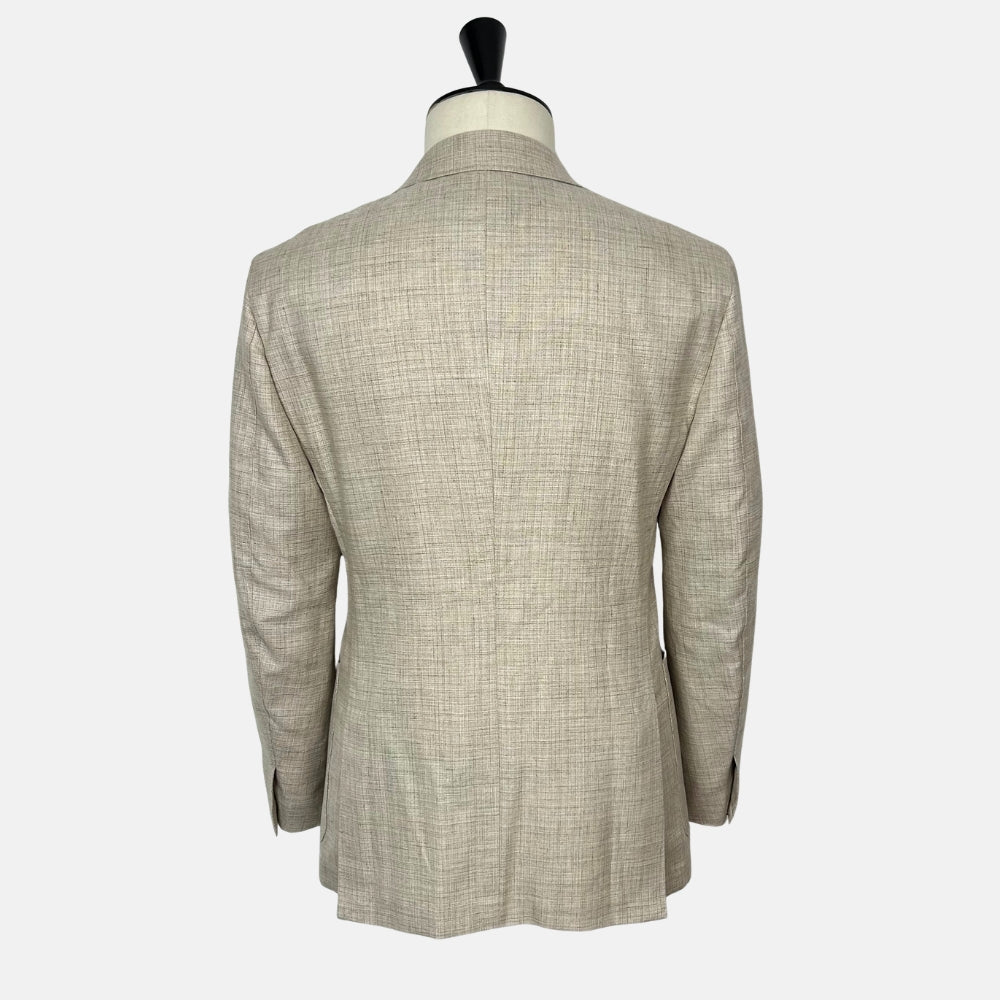 Ecru Patterned Jacket made of Cashmere/Silk/Linen (EU 48)