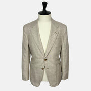 Ecru Patterned Jacket made of Cashmere/Silk/Linen (EU 48)
