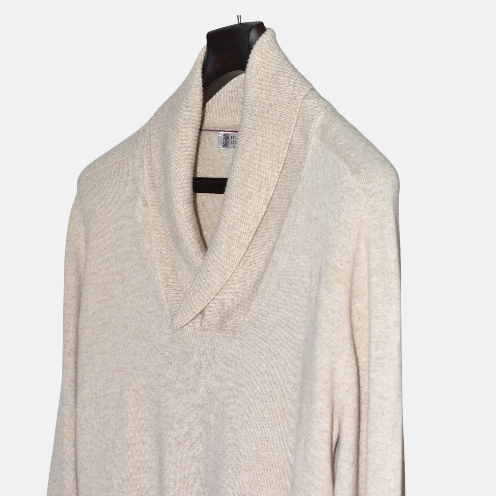 Beige Shawl Collar Sweater made of Cashmere (EU 50)