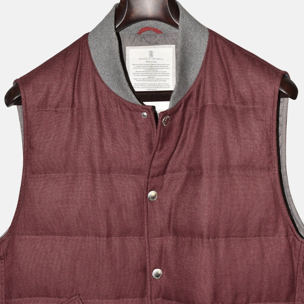 Burgundy Down Vest made of Cotton/Cashmere (M)