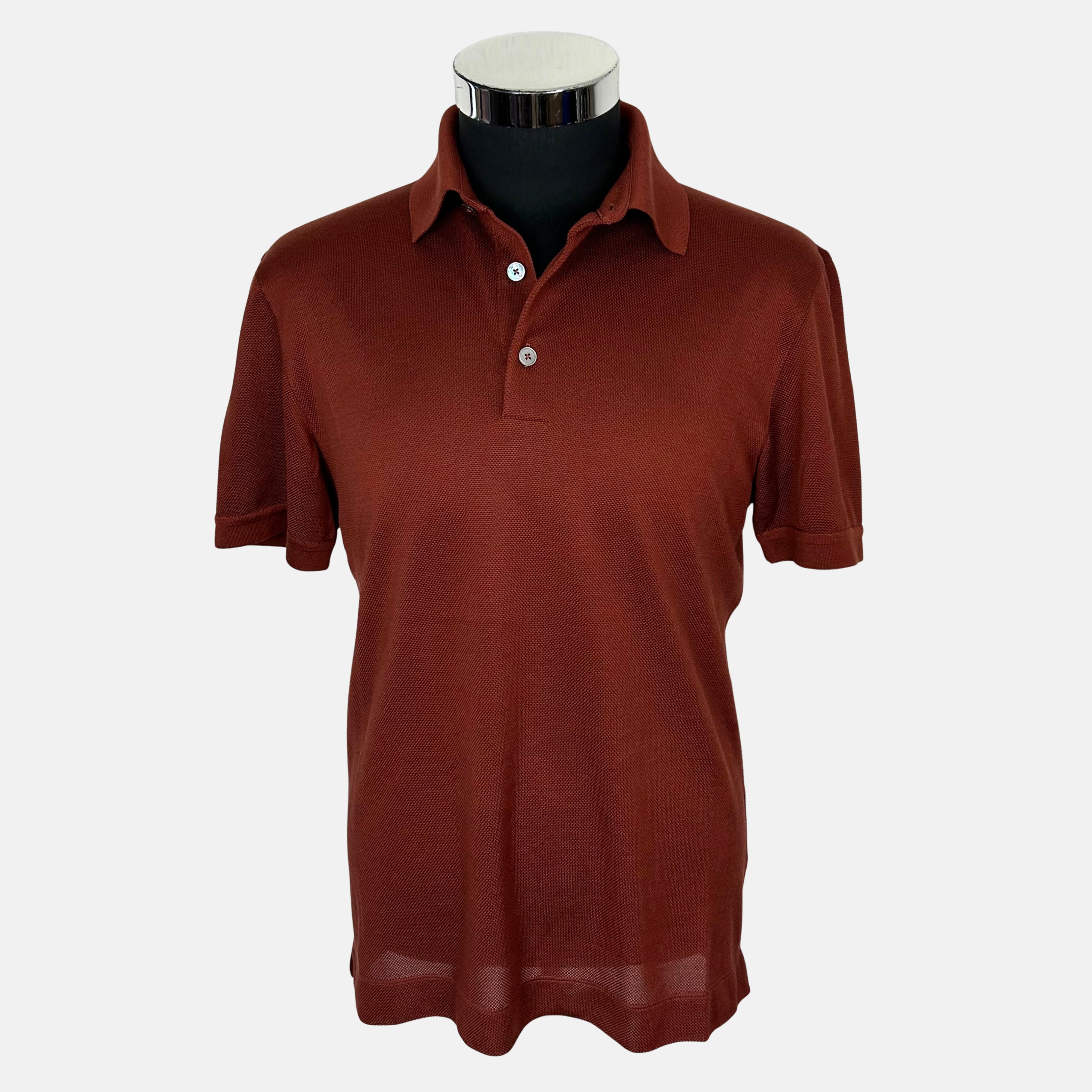 Rust Brown Polo Shirt made of Silk (EU 48)