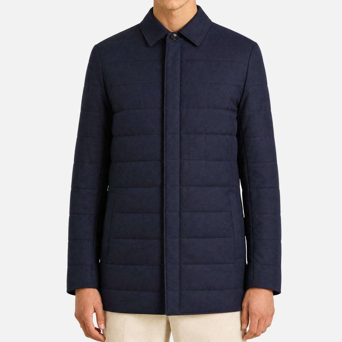 Loro Piana navy quilted merino wool overshirt jacket, Gift of Kings