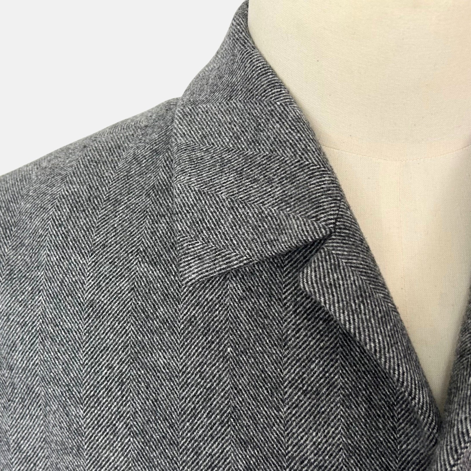 Grey Herringbone Jacket made of Wool/Leather Details (EU 48)