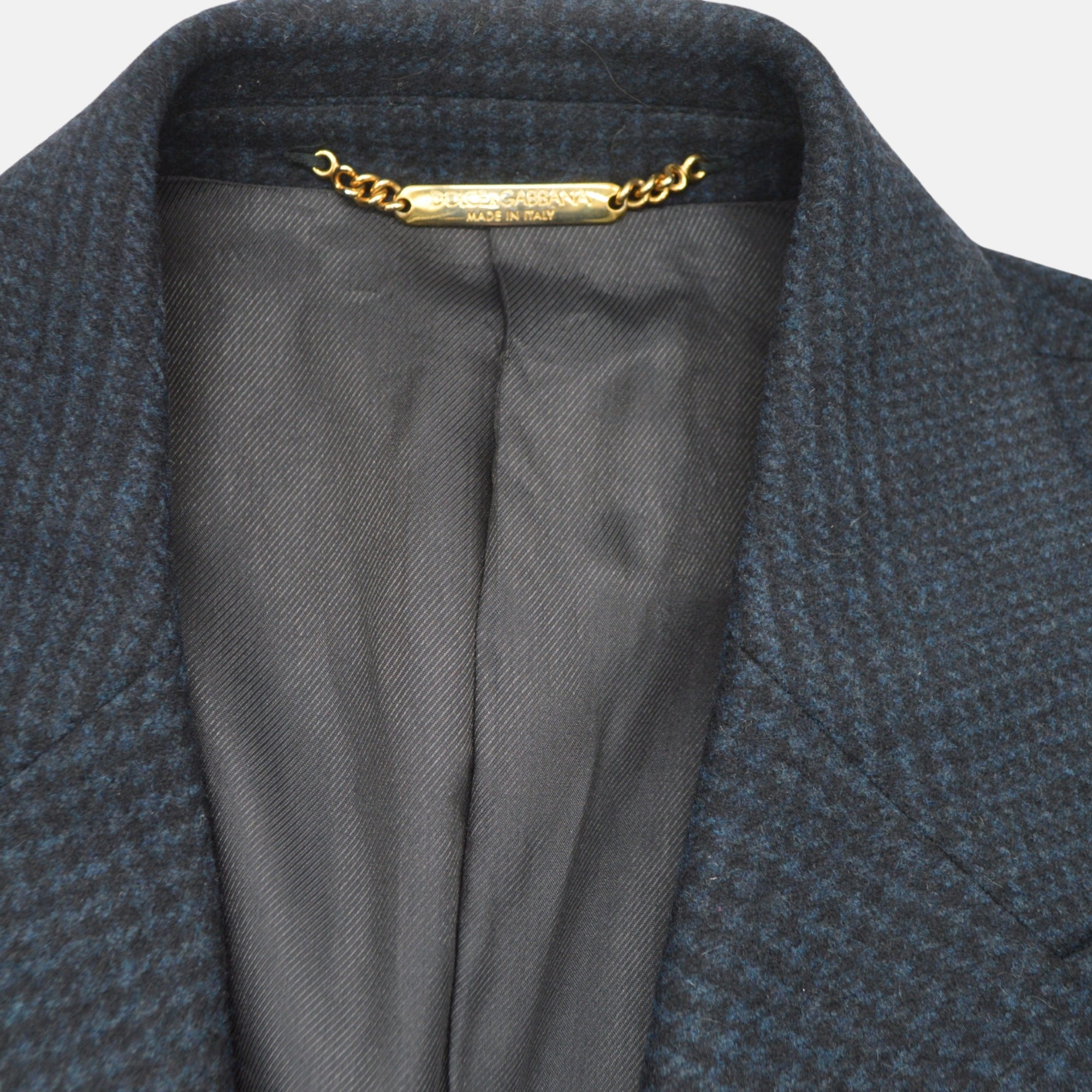 Navy Blue Patterned Coat made of Virgin Wool/Cashmere (EU 48)