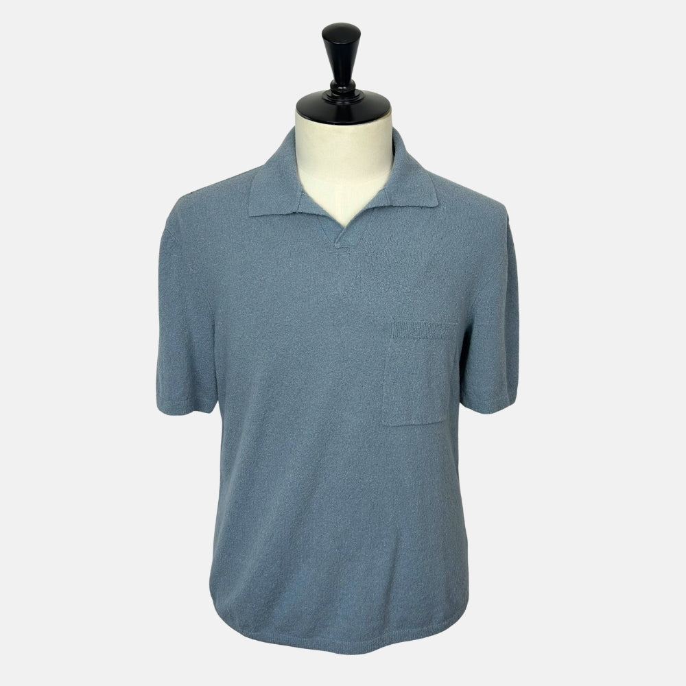 Blue Poloshirt made of Cotton Polyamide/Cashmere (EU 48)
