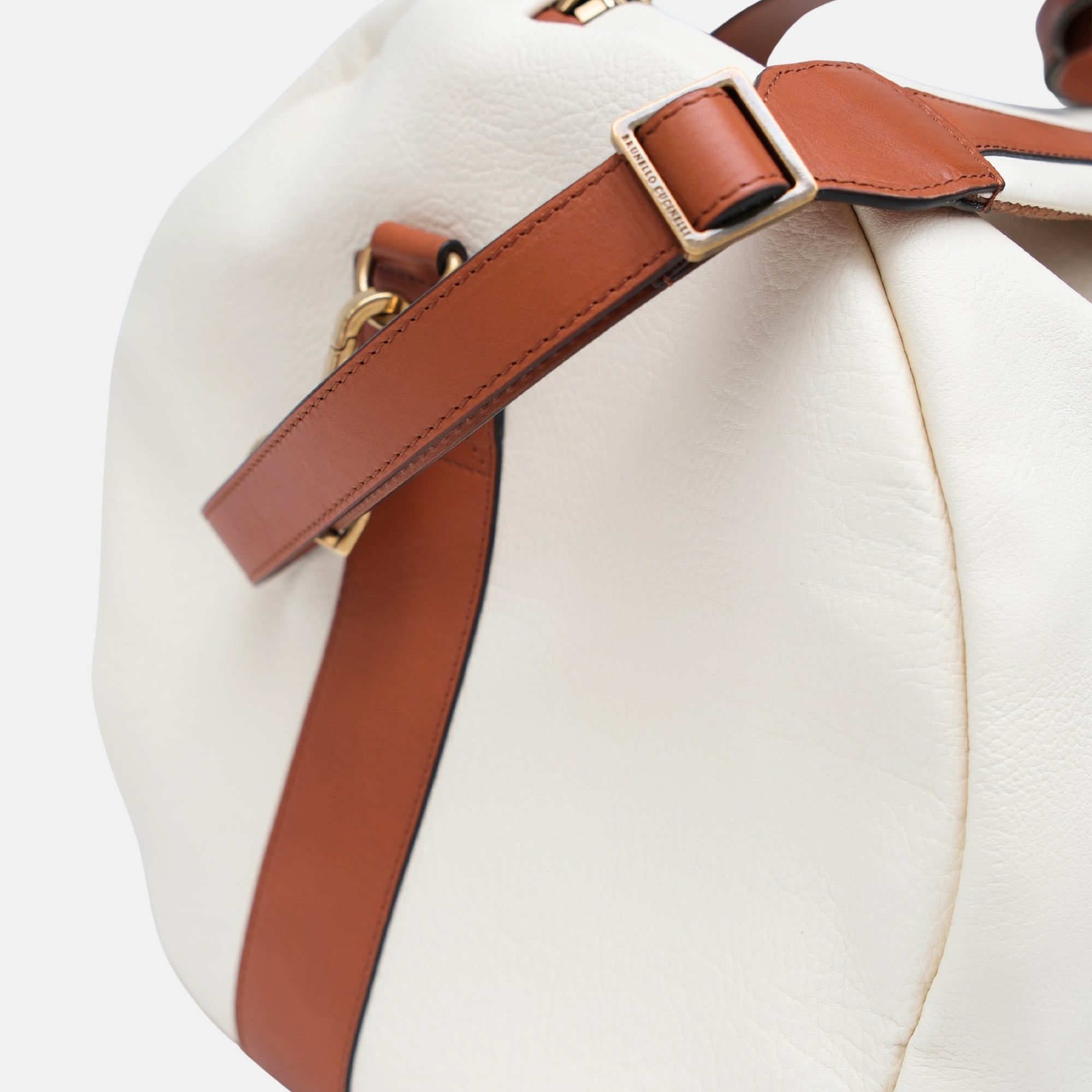 Ecru/Brown Weekender made of Leather