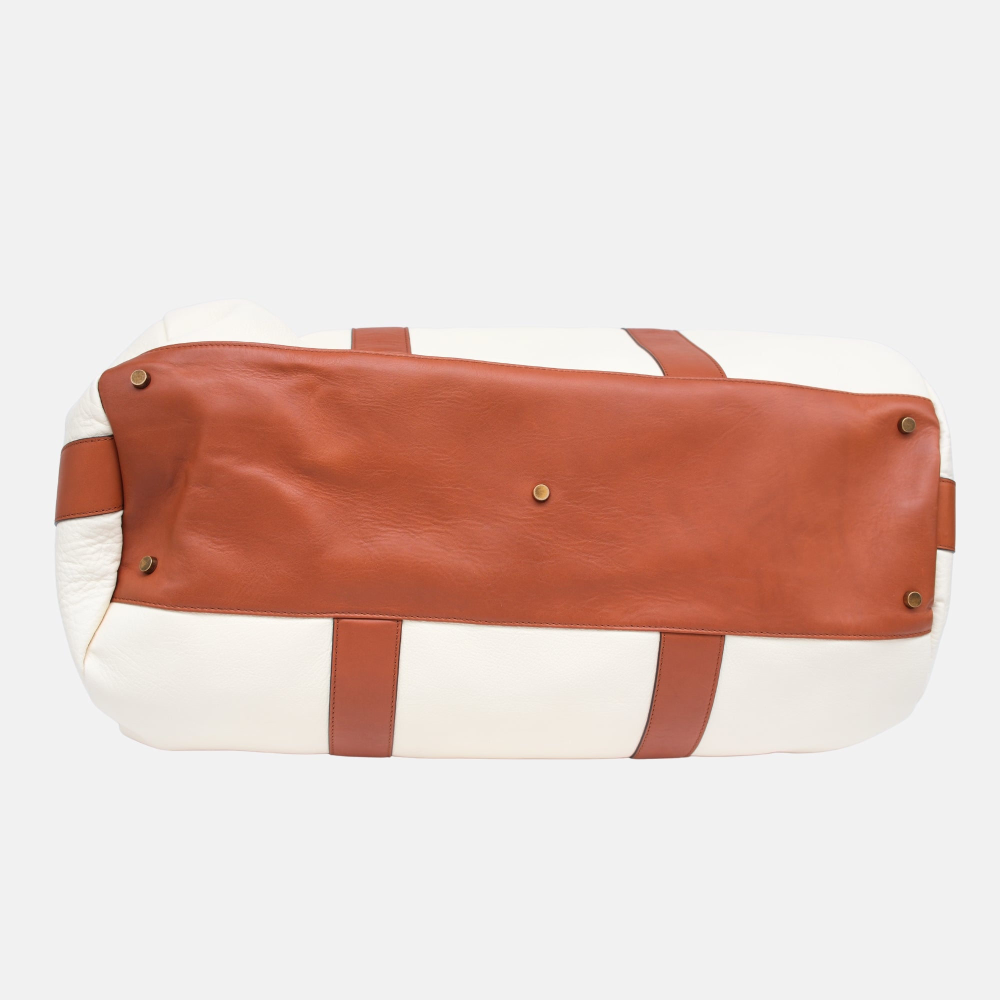 Ecru/Brown Weekender made of Leather