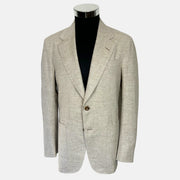 Ecru Patterned Blazer made of Silk/Linen (EU 48)