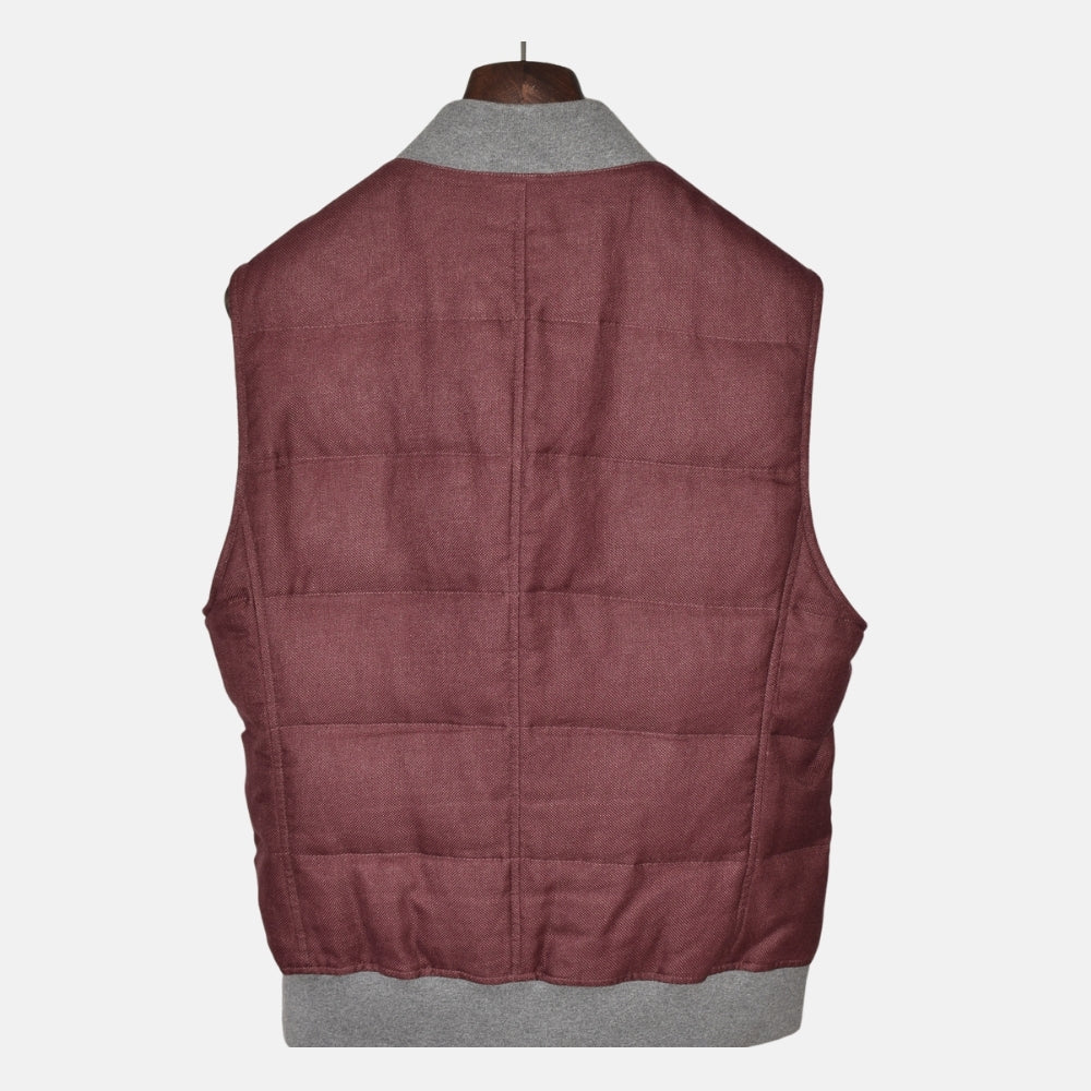 Burgundy Down Vest made of Cotton/Cashmere (M)