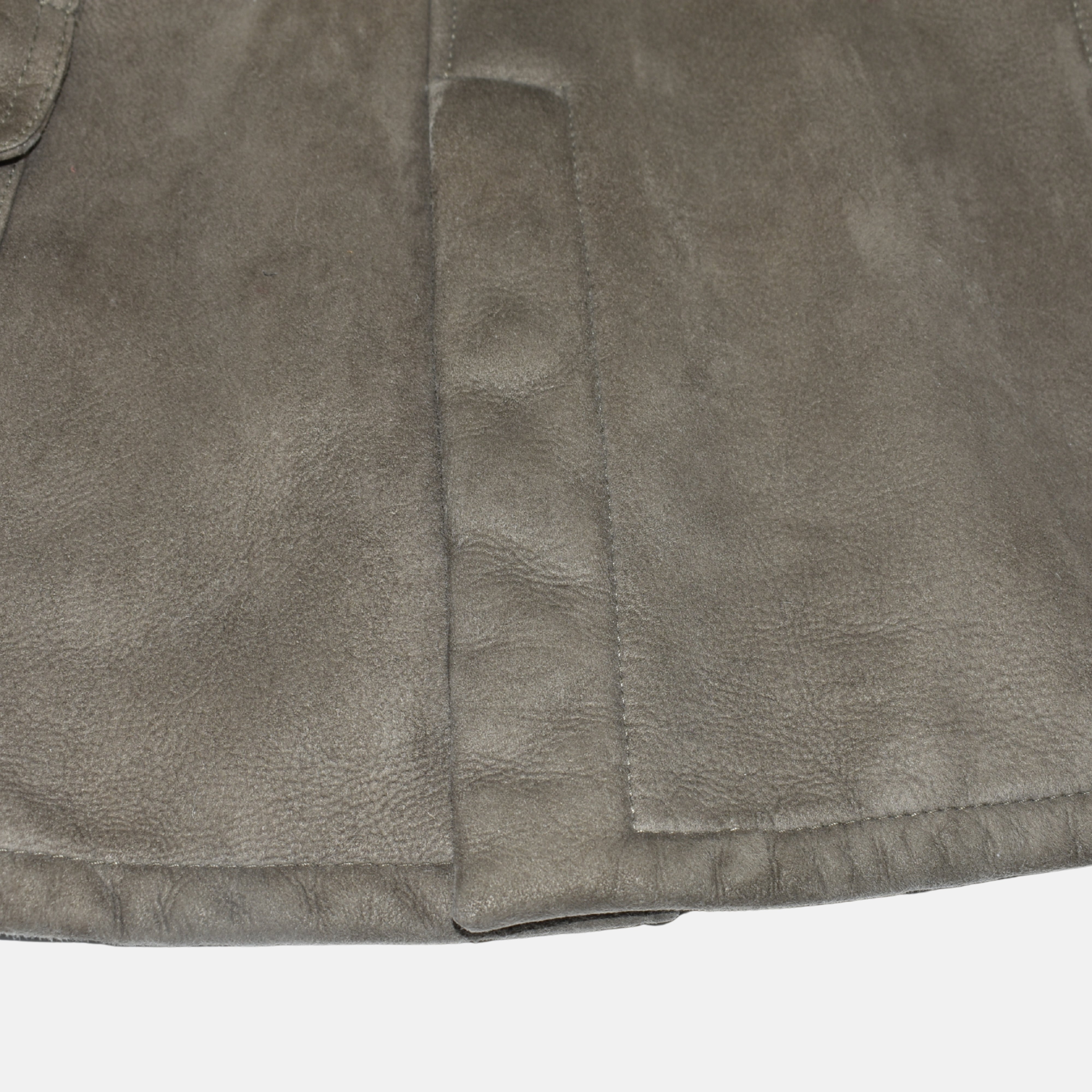 Hellbrauner zweireihiger Shearling-Mantel (L)