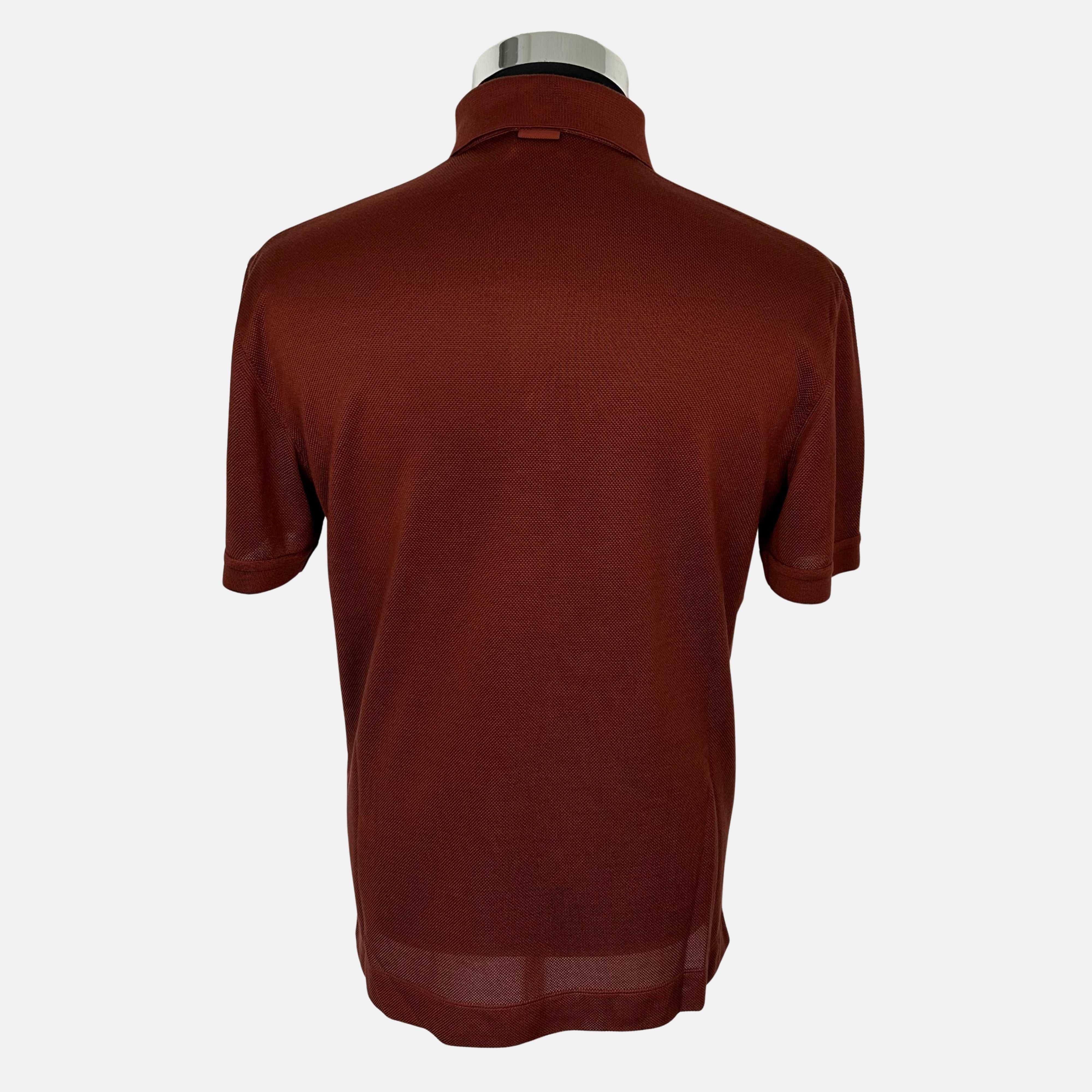 Rust Brown Polo Shirt made of Silk (EU 48)