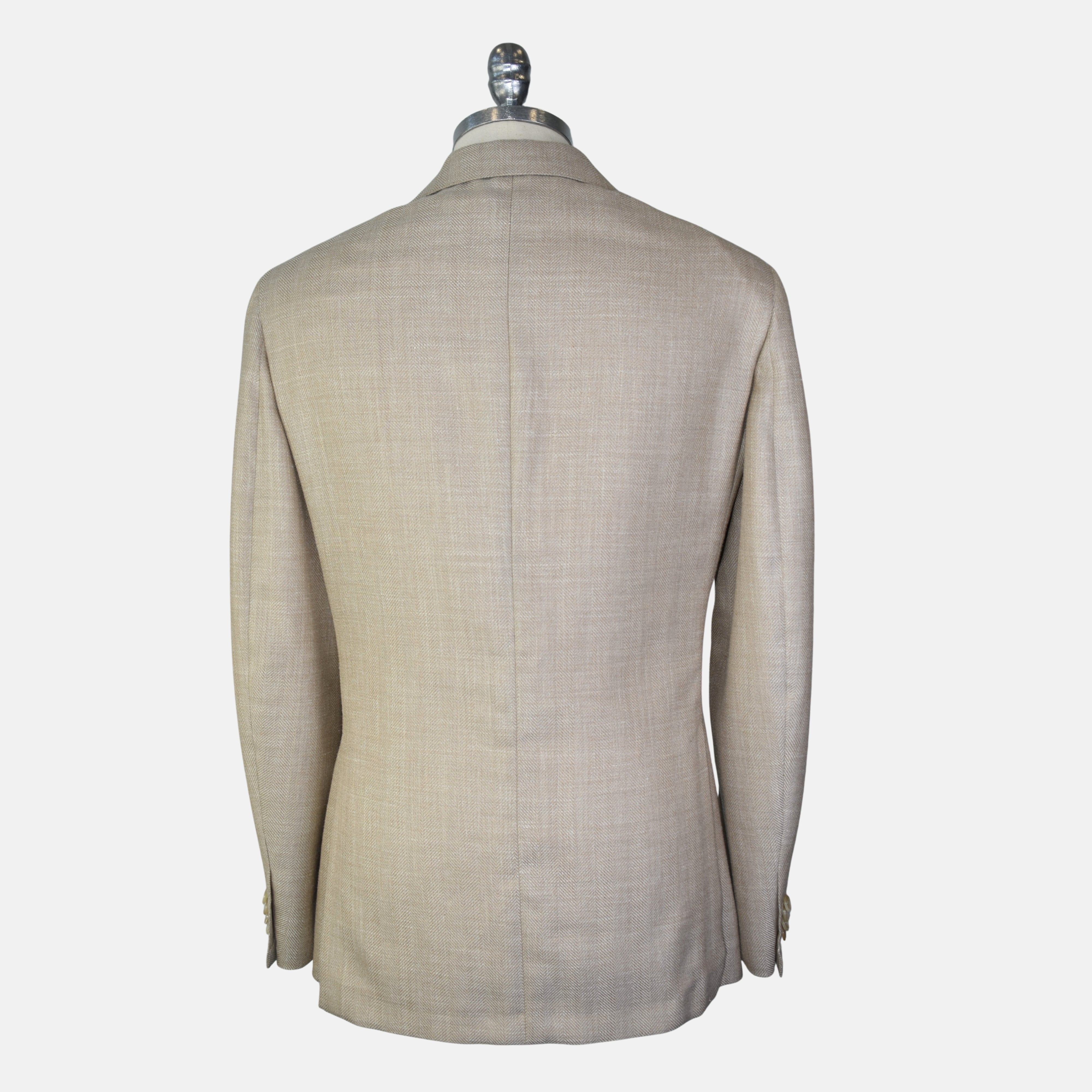 Beige Herringbone Blazer made of Wool/Silk/Linen (EU 48, EU 52)