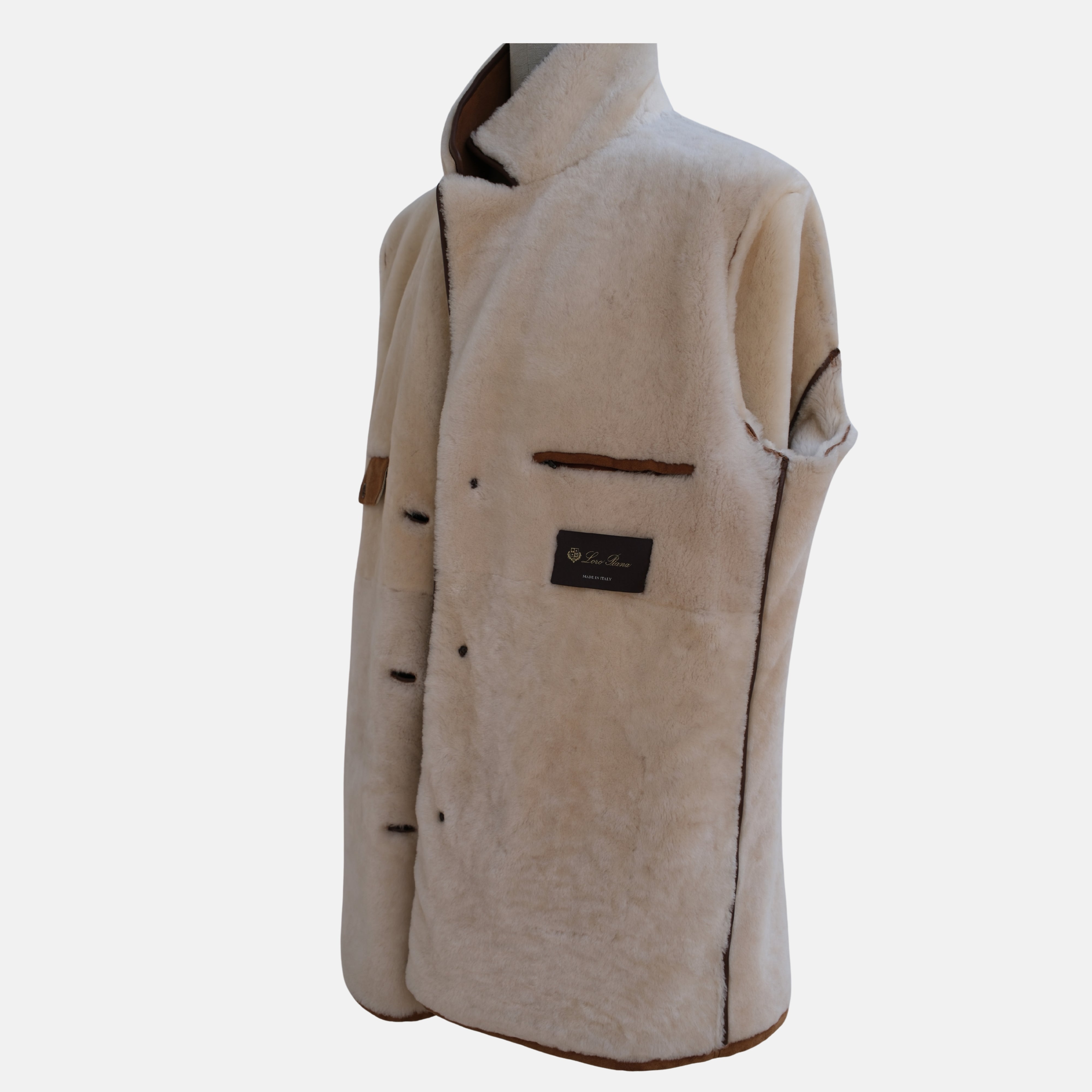 Brown Shearling Pea Coat (XL)