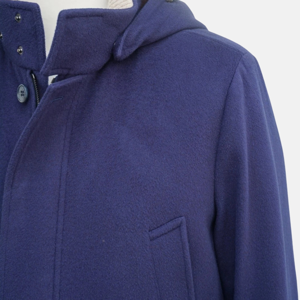 Blue Vicuna Parka with Mink Lined Hood (M)