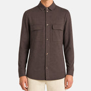 Loro Piana brown merino wool patch-pocket overshirt jacket, Gift of Kings