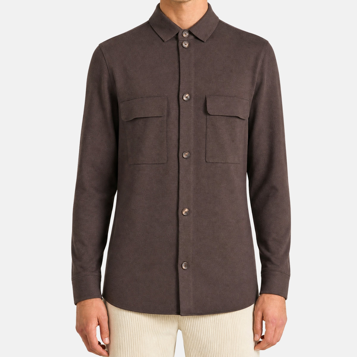 Loro Piana brown merino wool patch-pocket overshirt jacket, Gift of Kings
